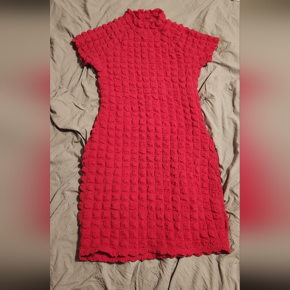 Chic Textured Pink Mini‎ Dress